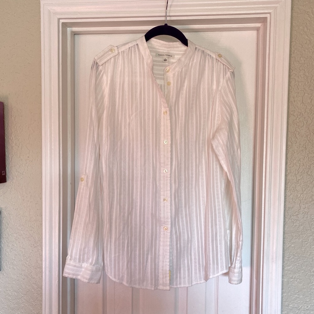 Banana Republic Cotton Lace Button Down